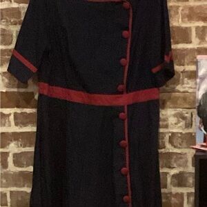 Women’s Black Dress with Red Trim